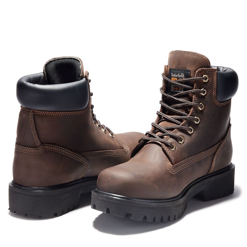 Botas Pro Timberland Argentina Hombre - Pro Direct Attach 6\" Soft Toe - Marrones - RMDZUH-672